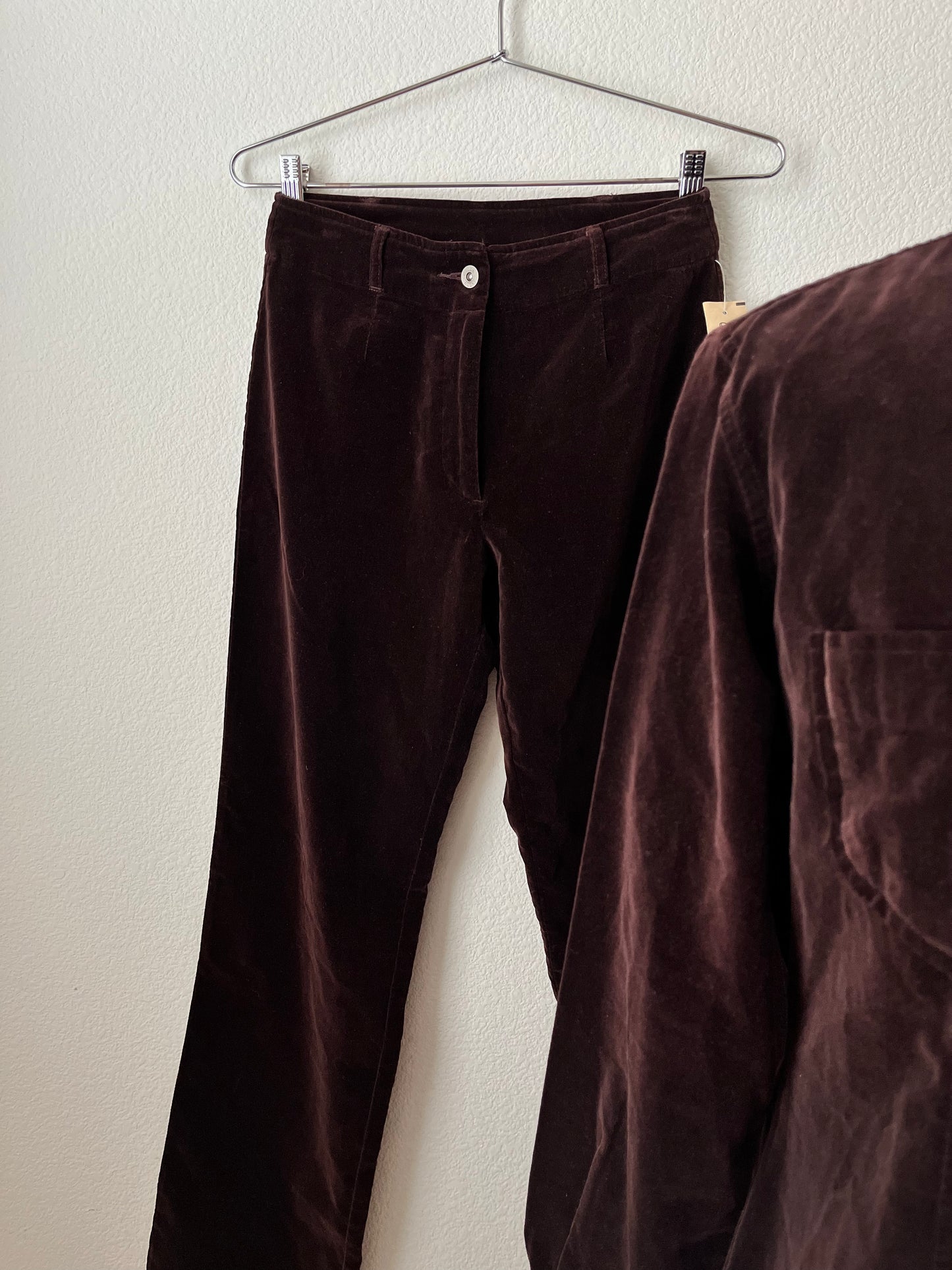vintage velvet button shirt & pant set (S)
