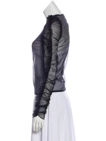 MOLLY GODDARD soft tulle ruffle long sleeve top