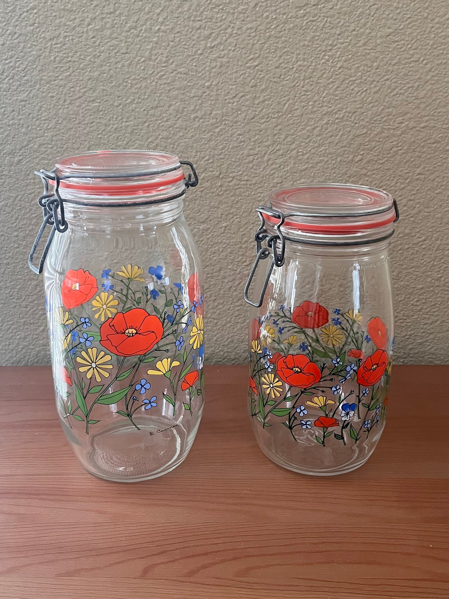 R. CARMAN vintage wildflowers jar set