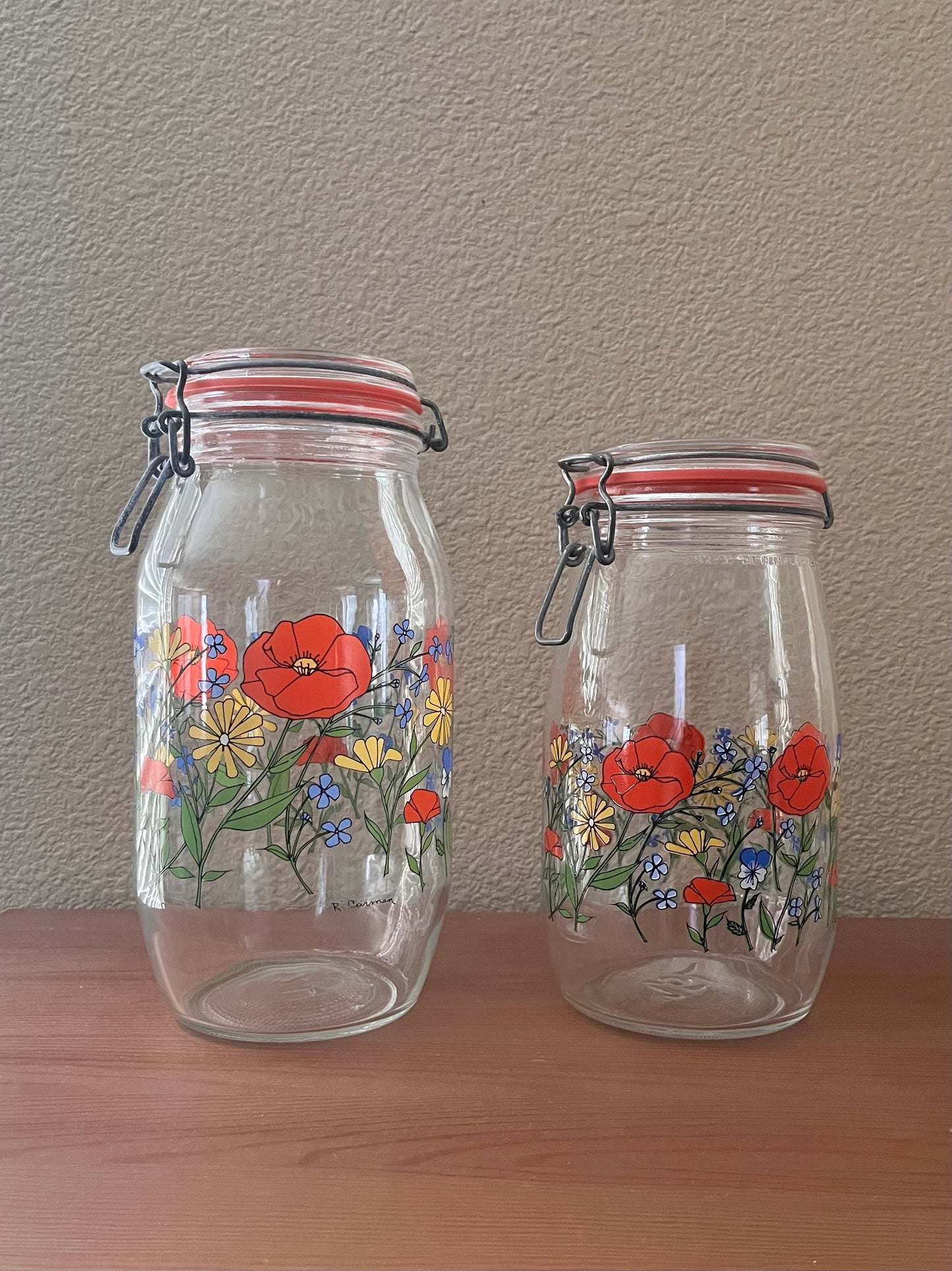 R. CARMAN vintage wildflowers jar set