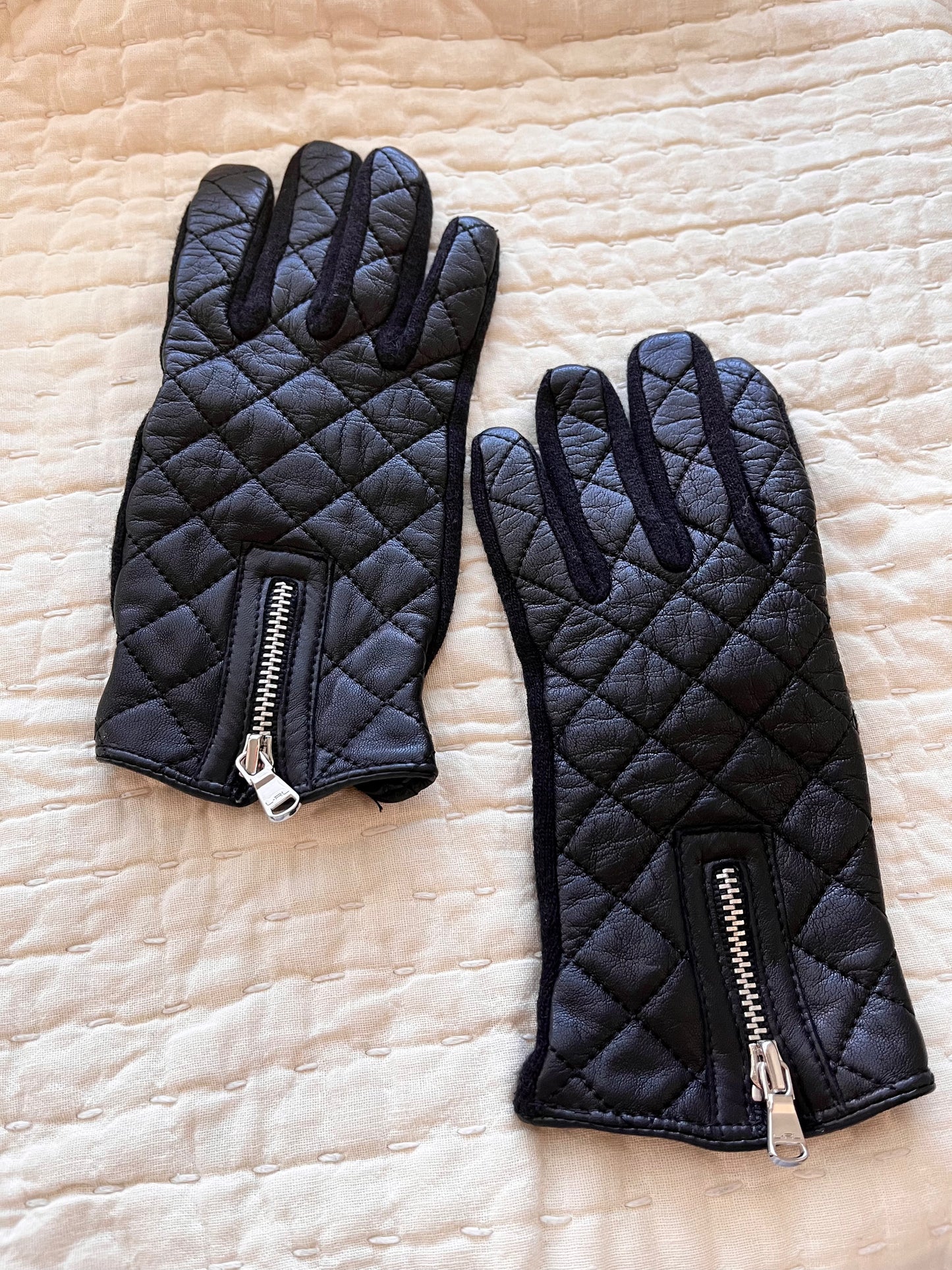 RALPH LAUREN leather/wool gloves (M)