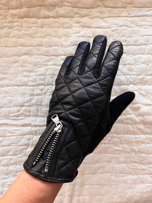 RALPH LAUREN leather/wool gloves (M)