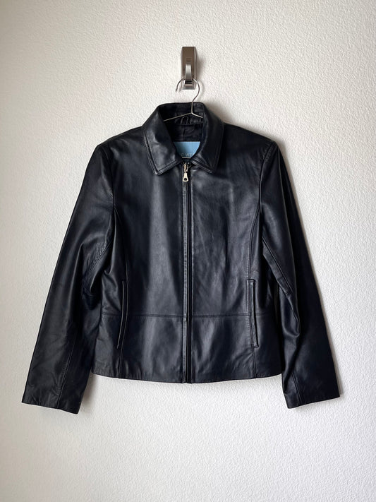 genuine leather NINE WEST leather zip up jacket (S)