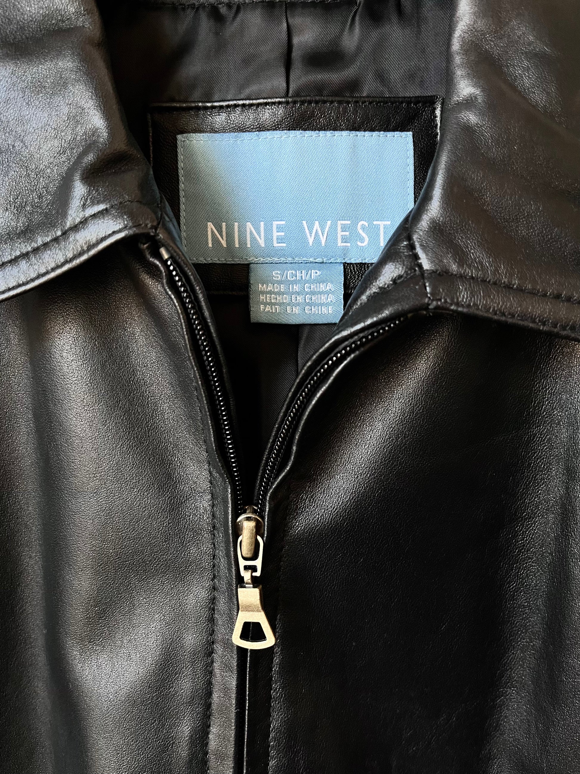 genuine leather NINE WEST leather zip up jacket S Alexbackwards